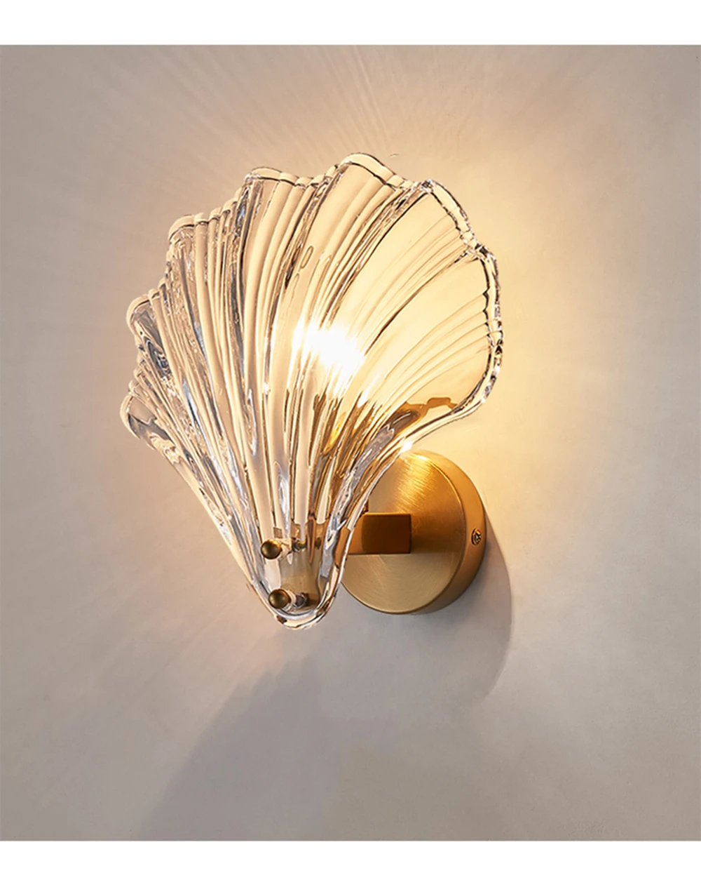 Fancy Beautiful Good Quality Good Brass Modern Shell Scallop Crystal  E14 Hotel Seaside Project Bedside Living Room Wall Lamp