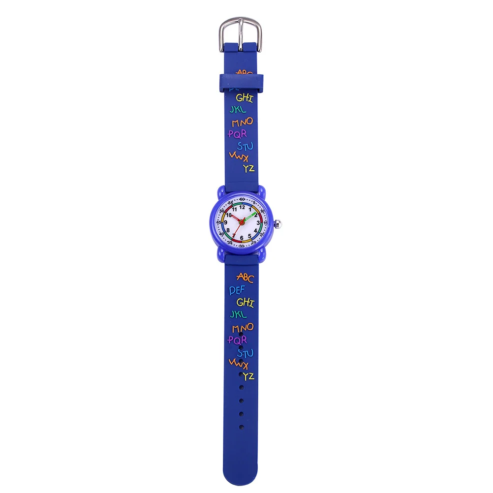 1Pcs Cartoon Pattern Kids Watch Waterproof Adjustable Strap Quartz Movement Casual Wristwatch Boys Girls Gift Blue