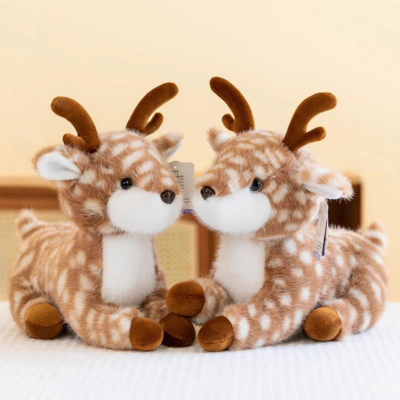 Cute Simulation Sika Deer Plush Toys Christmas Deer Toy Stuffed Animal Dolls Toys Soft Plush Pillow Home Decoration Xmas Gifs