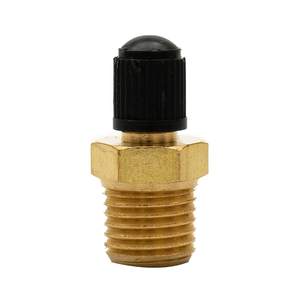 1/4 Inch Solid Nickel Plated Brass Air Compressor Tank Fill Valve NPT Brass Air Tank Fill Valve With Installed Core Plastic Cap