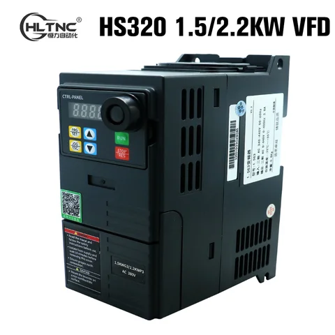 HLTNC HS320 1.5KW 2.2KW 220V 380V 3PH Output Variable Frequency Converter Drive VFD Inverter For CNC Spindle Speed Controller
