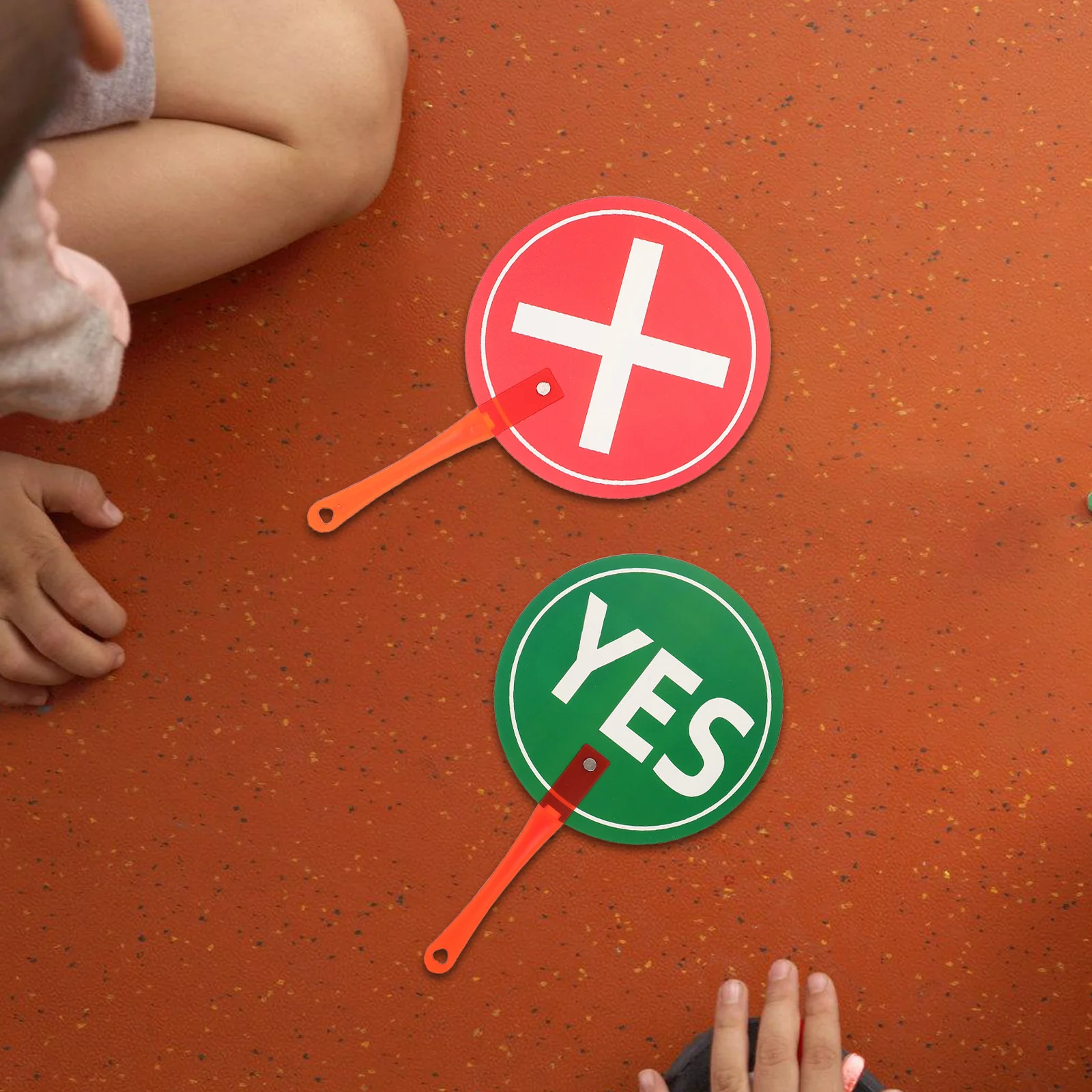 2pcs English Early Education Teaching Tools Handheld Reusable Voting Paddles For Classroom Interactive Learning Yes