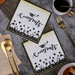 20Pcs/Bag Graduated Disposable Printed Paper Napkin for Student 2023 Congratulation Graduation Birthday Party Decoration