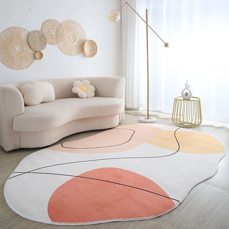 Fluffy Soft Simple Carpet Special Shaped Living Room Coffee Table Nordic Carpets Light Luxury Bedroom Bedside Irregular Rug