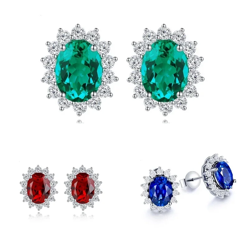 Pirmiana New Arrival  2.2ct Lab Grown Emerald Earring Studs S925 Silver Jewelry Earrings for Women