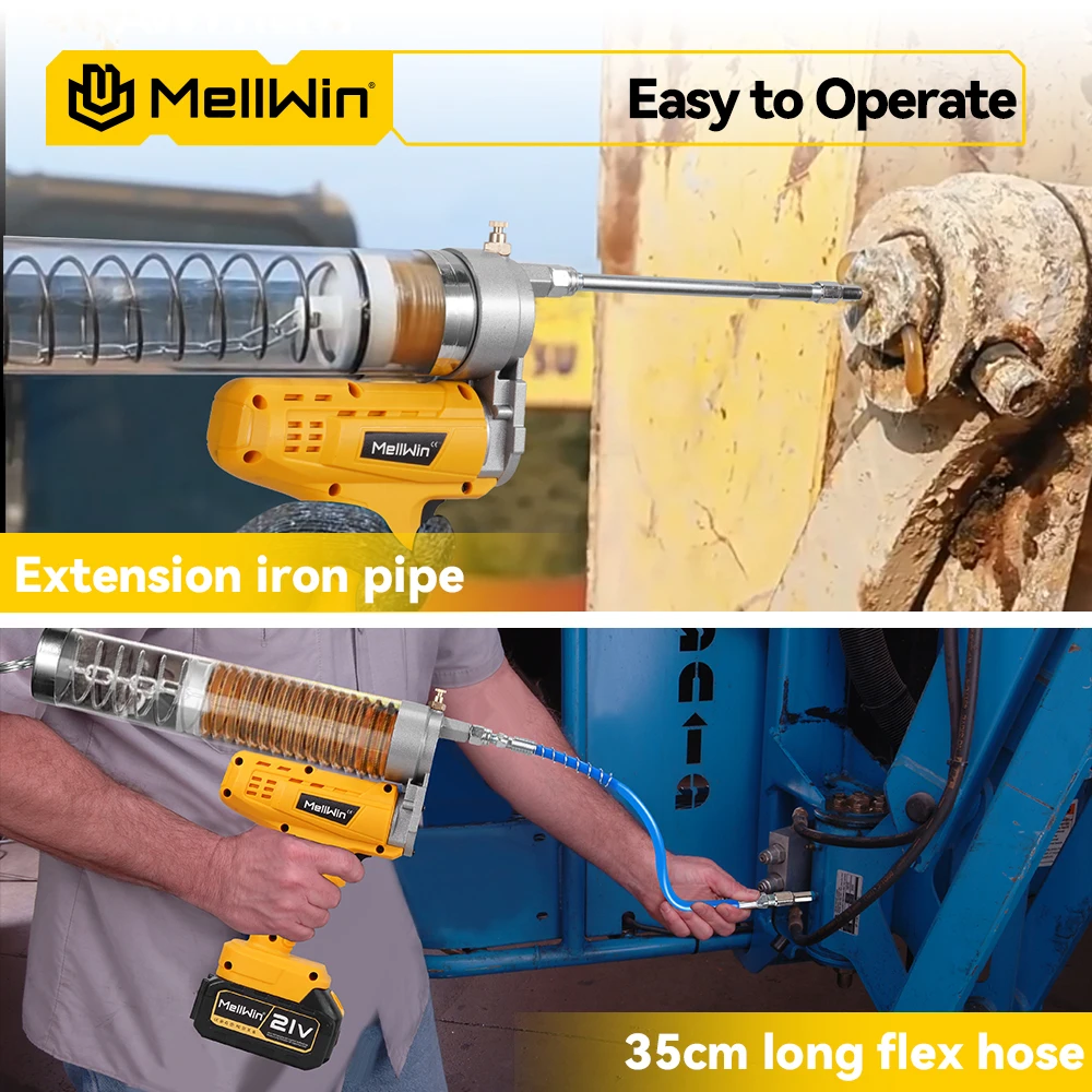 MELLWIN Electric Grease Gun 12000PSI 82MPa High Pressure Lubricating Oil Injector Machine Grease Gun for Makita 18V Battery Pin - Image 3