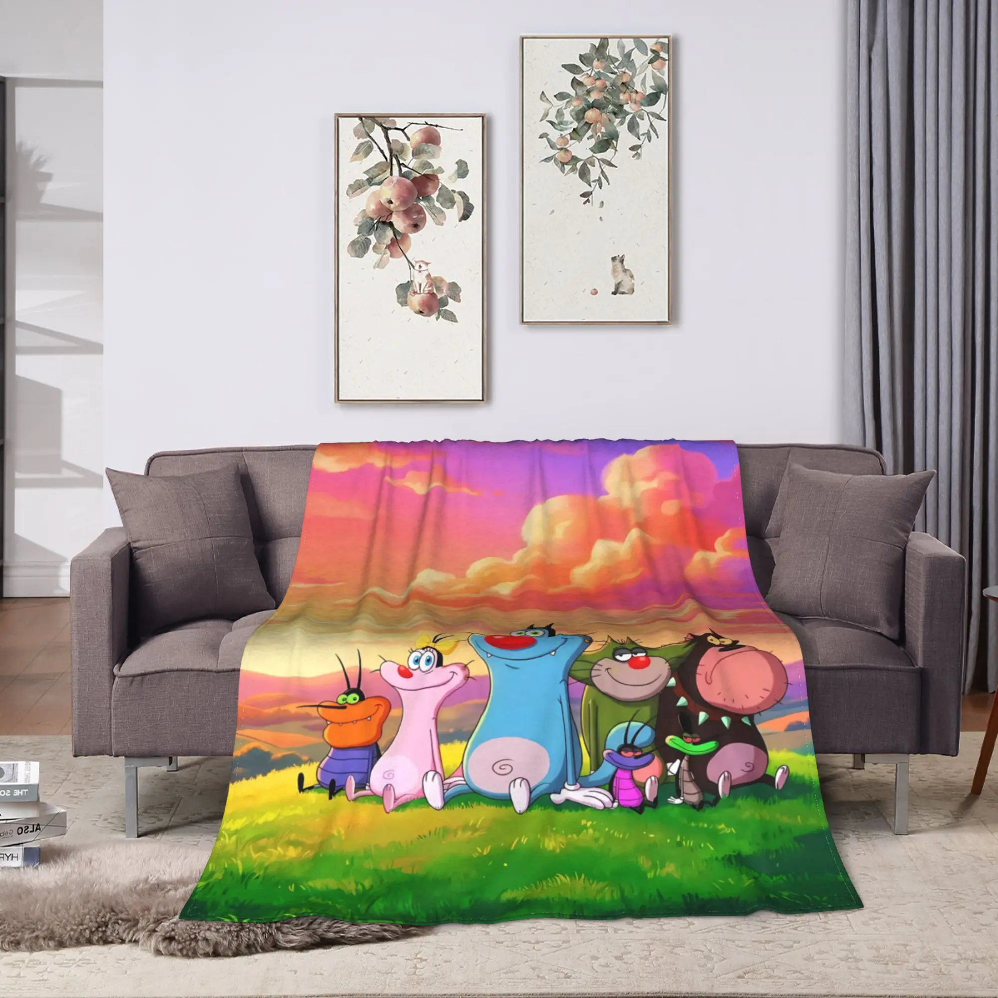 Animation Anime Film Oggy And The Cockroaches Blankets Super Warm  Throw Blanket Winter Couch Chair Sofa Bed Bedspread