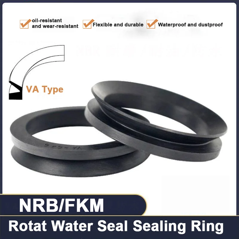 NBR/FKM Rubber O V Ring Gasket Sealing Cuff Rotary Rod Shaft Water Seal VA-14 VA-16 VA-18 VA-20 VA-25 VA-30 VA-32  to VA-170