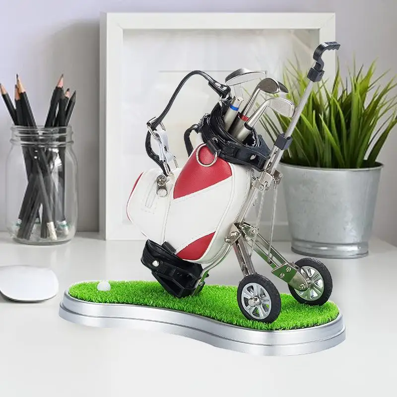 

Golf Pen Set Desk Decor Pen Holder With Trolley 3 Golf Clubs Pens Creative Golf Club Pen Set Christmas Stocking Stuffers Unique