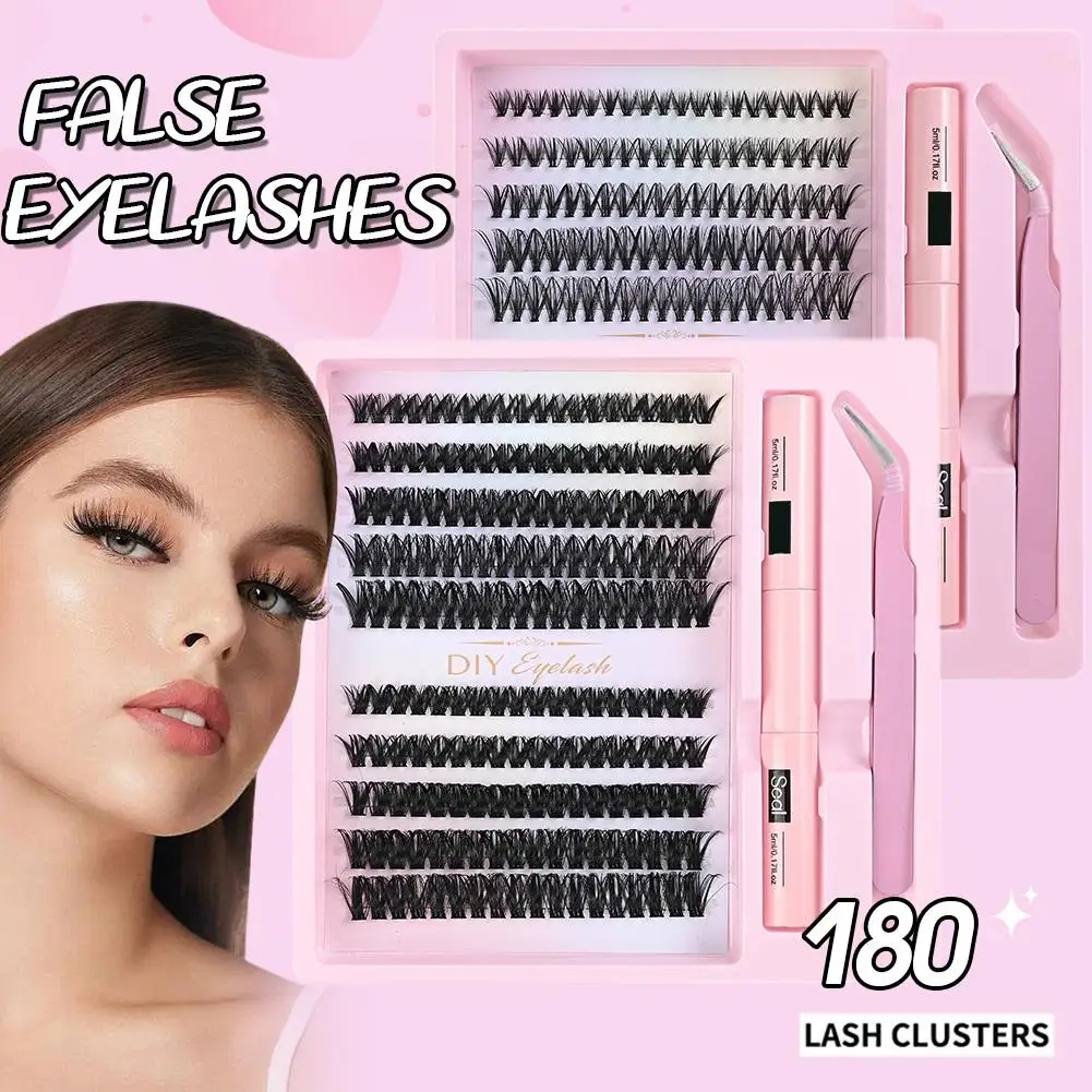 200 pçs kit de clusters de cílios macios extensões de cílios individuais com chicote inferior diy kit de extensão de cílios compõem cílios diy