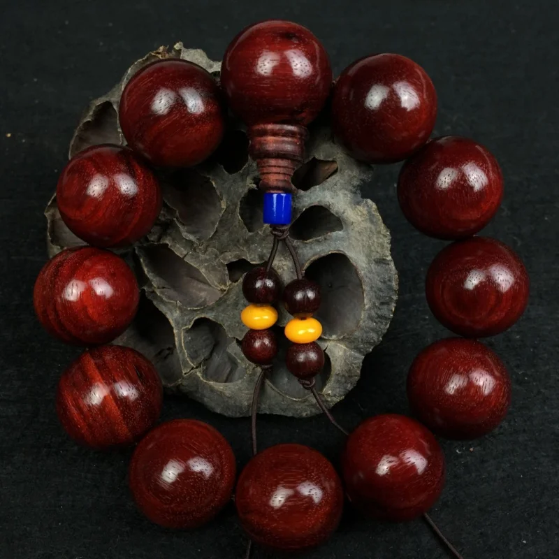

African small-leaf rosewood raw wood Buddhist bead bracelet 2.0, smooth grain, cowhair pattern, old material, physical store