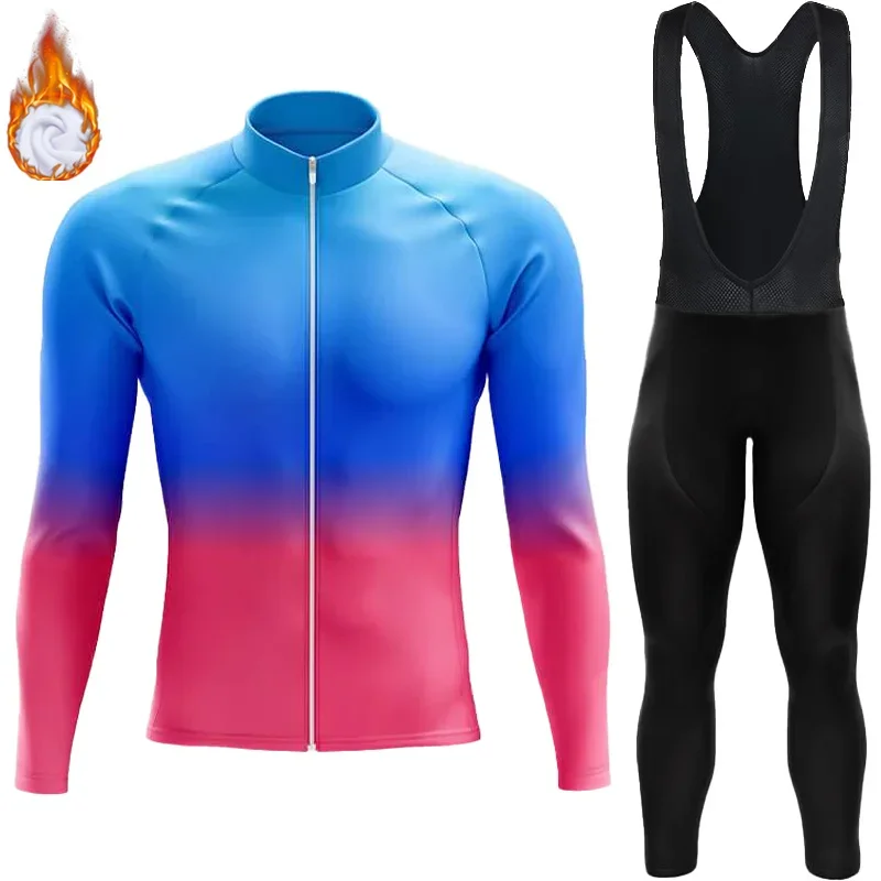 Bicycle Clothes Winter Thermal Fleece Cycling Clothing Jackets Jersey Sportswear Set Man Outfit Men Men's Bike Mountain Bikes