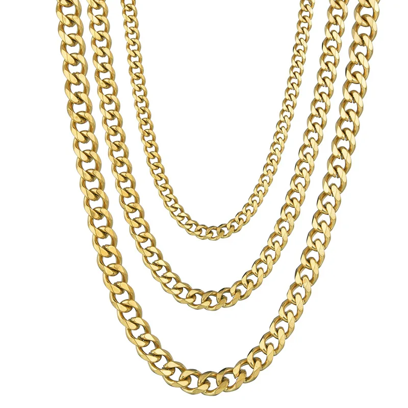 Edelstahl Kubanische Kette Halsketten Für Männer Frauen 3,5 MM 5 MM 7 MM Schwarz Gold Farbe Solide Curb Link kette Punk Mode Schmuck