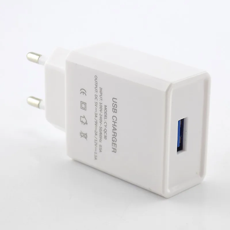 Quick Charging Adapter QC 3.0 Wall Charger 5V 9V 12V 18W 1 Port For Smartphone Qualcomm Fast Rapid Home E4