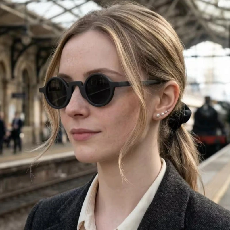 Europäische und amerikanische neue Modell-Sonnenbrille mit rundem, individuellem Kleinrahmen – High-End Retro Punk Sonnenbrille für Damen und Herren mit UV-Schutz