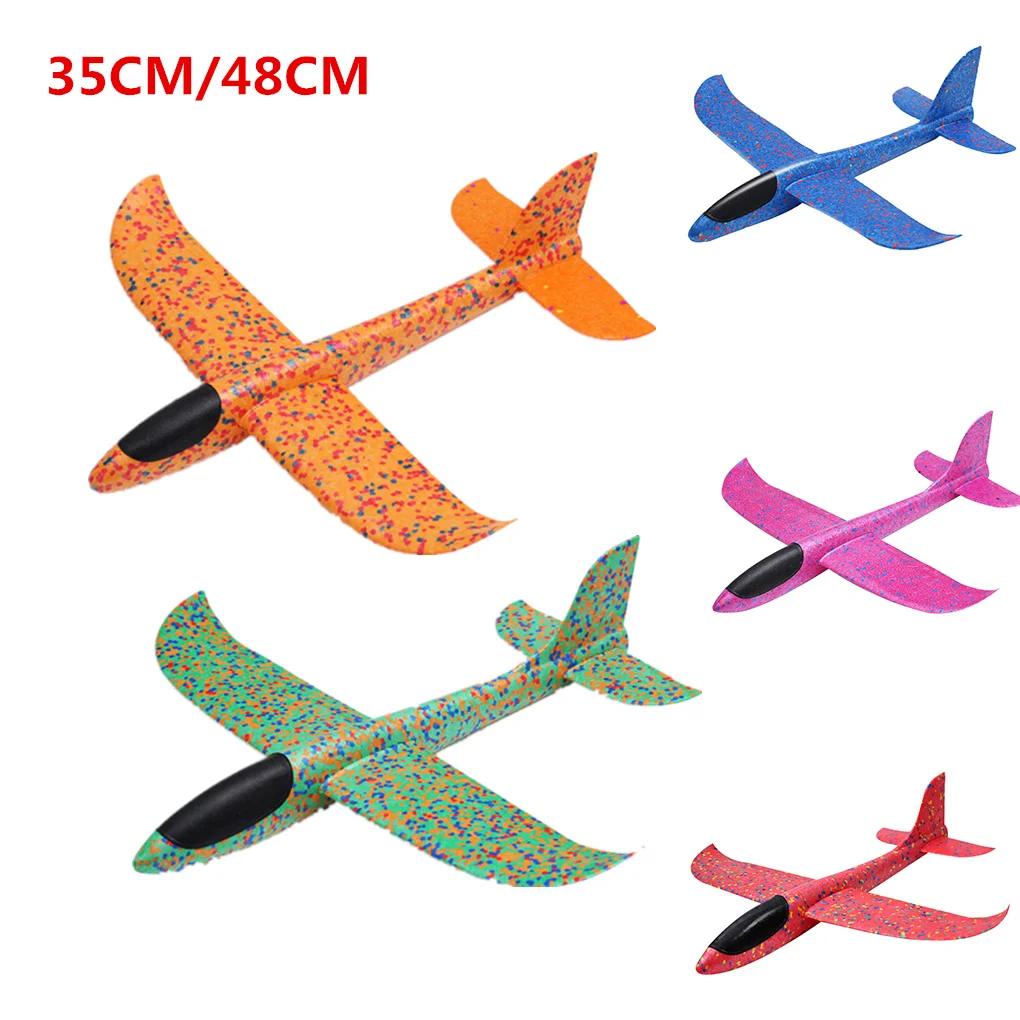 Aviones planeadores voladores de lanzamiento manual para niños de 35CM/48CM, juguetes para niños, modelo de avión de espuma, juguetes divertidos al