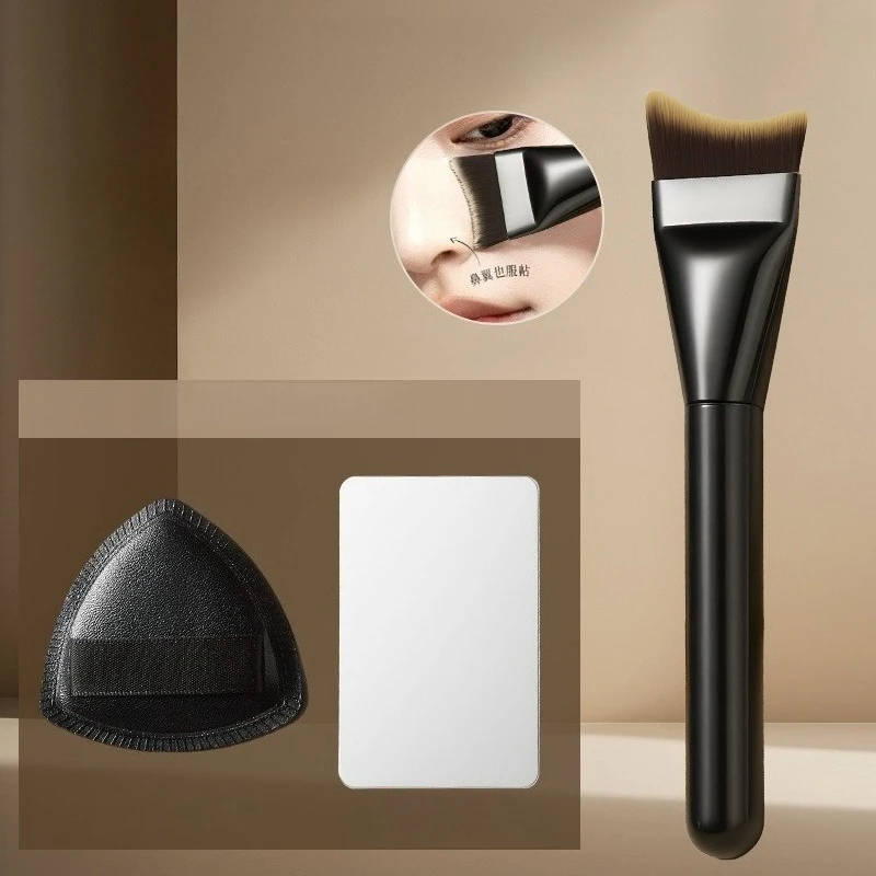 One-character flat head foundation brush base makeup tool does not eat powder, portable and easy to clean, mask makeup brush view 2
