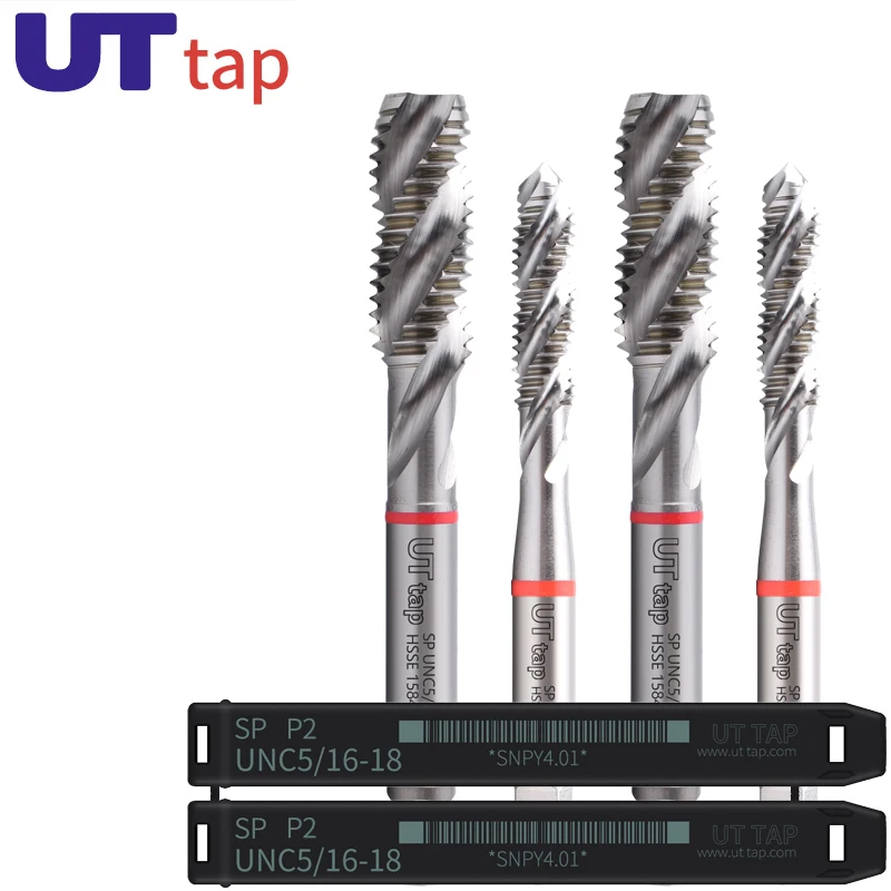 UT TAP HSSE-M35 JIS Rubinetto scanalato a spirale ad anello rosso standard UNC UNF 2-56 4-40 6-32 8-32 10-24 1/4 3/8 Rubinetti per filettatura a macchina