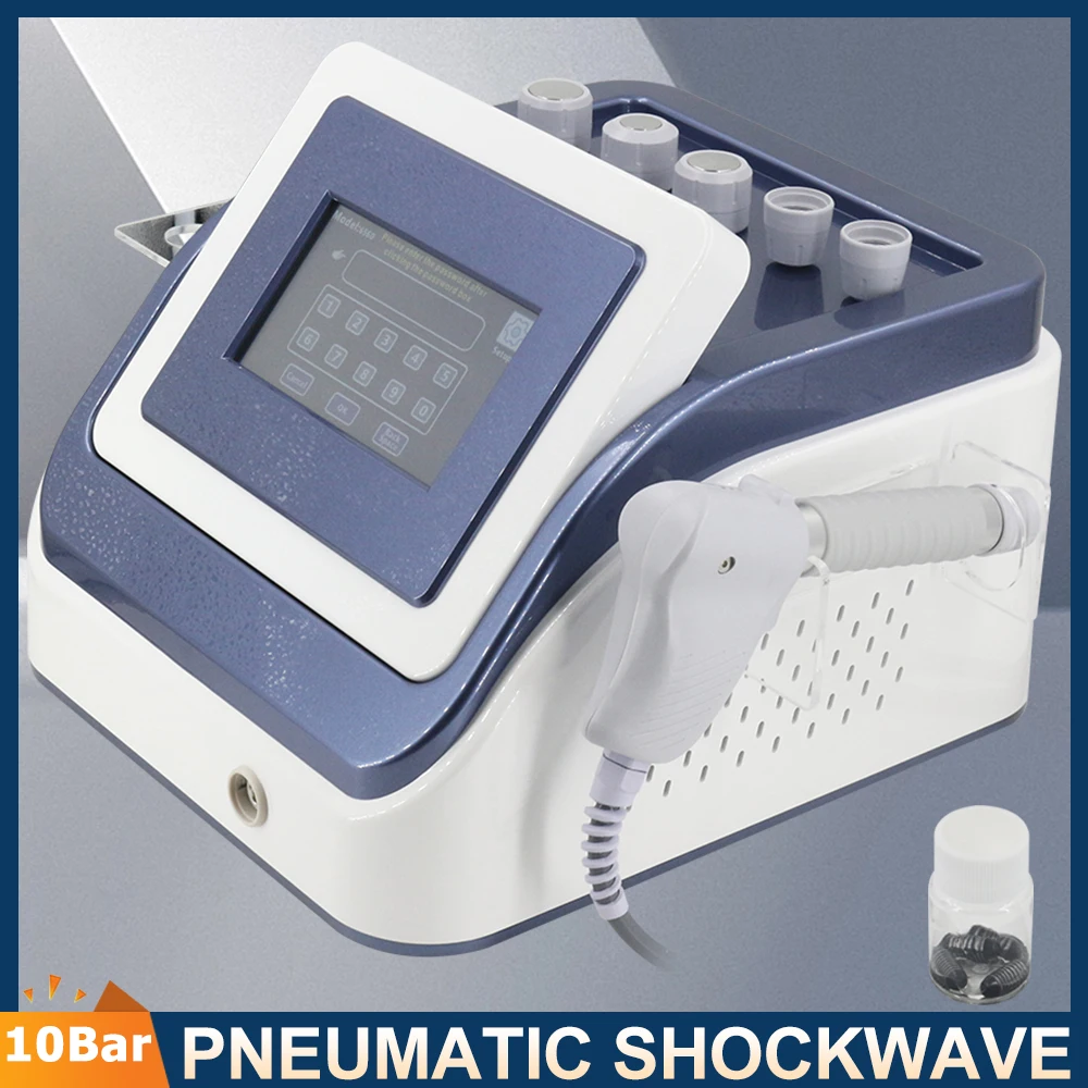 

Pneumatic Shockwave Therapy Machine For ED Treatment Waist Knee Pain Relief 10Bar Professional Shock Wave Massager 2024 New