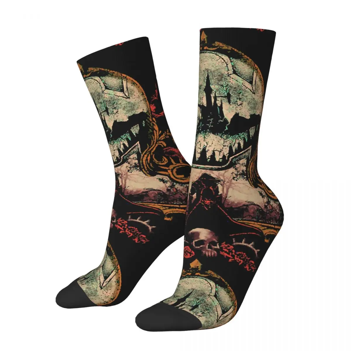 Funny Crazy Sock for Men The Vampire Killer Classic Hip Hop Harajuku Castlevania Happy Seamless Pattern Printed Boys Crew