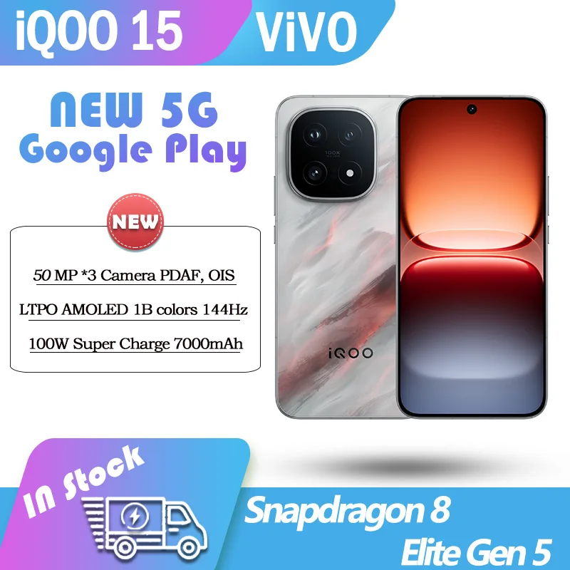 الأصلي ViVO iQOO 15 5G Snapdragon 8 Gen5 Elite Edition 6.85 ''AMOLED 144HZ 50MP 100W FlashCharger 7000mAh GooglePlay OriginOS6 #1