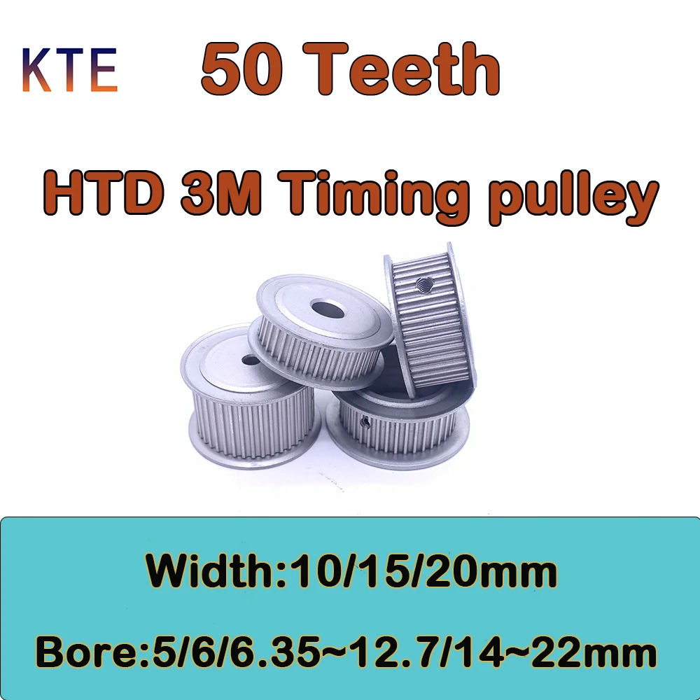 50Teeth  HTD3M Timing Pulley Bore 5 6 6.35 8 10 12 12.7 14 15 16 17 18 19 20 22mm 50T HTD 3M Timing Pulley Belt Width 10 15 20mm