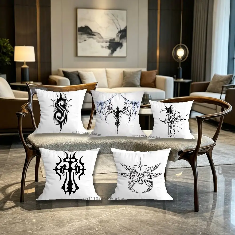 Gothic Cyber Sigil Cross Eyes Cute Cartoon Pillow Case Home BedroomCar Office Decoration Living Room Sofa Cushion Cover Suitable