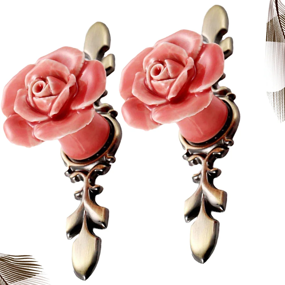 

2 Pcs Cabinet Knob Backplate Bronze Decorative Brushed Ceramic Handle Bar for Wardrobe