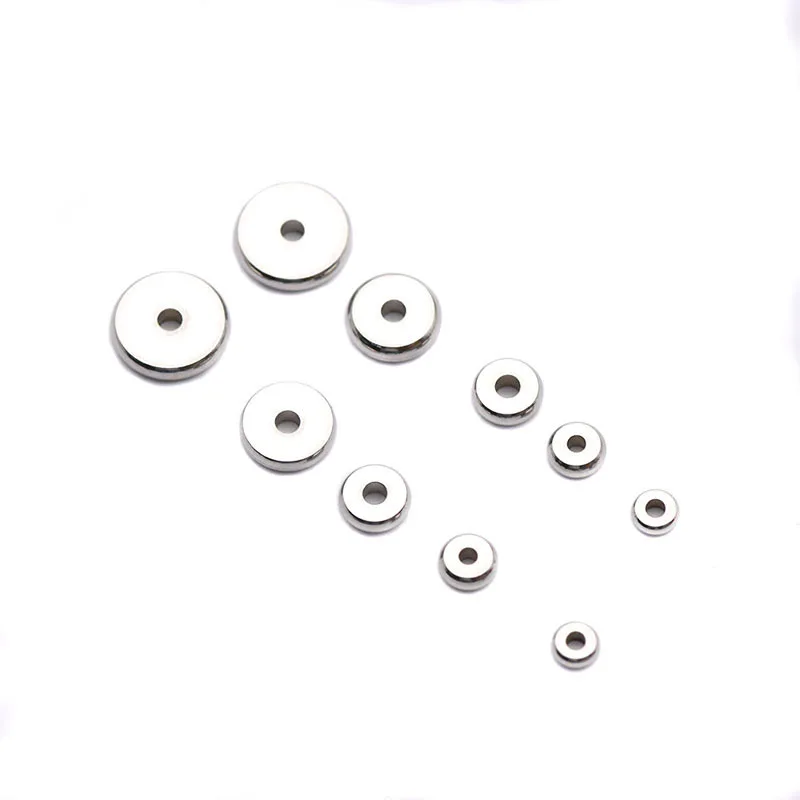 20/50pcs/lot 4/5/6/8/10mm Stainless Steel Round Flat Spacer Beads Fit Bracelet Necklace Spacer Beads DIY Jewelry Making Findings