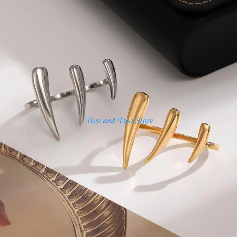 

HX6F Elegant Claw Rings Stackable Designs Gold Silver Alloy Fashion Jewelry Gift