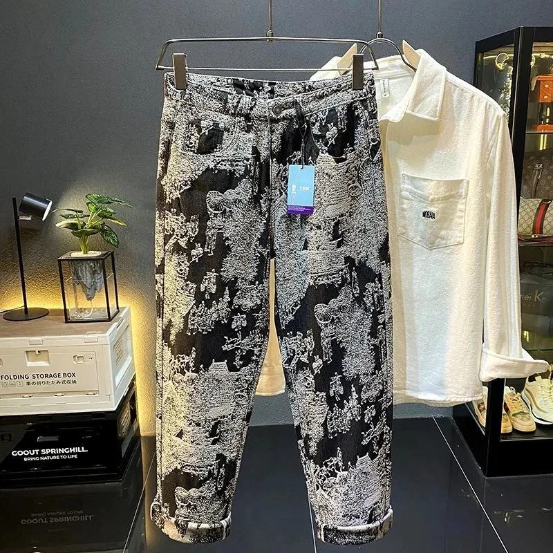 

Женские новые прямые джинсы в американском стиле ретро, широкие свободные джокеры, элитная талия, свободные водные удобные джинсовые брюки «Джокер»