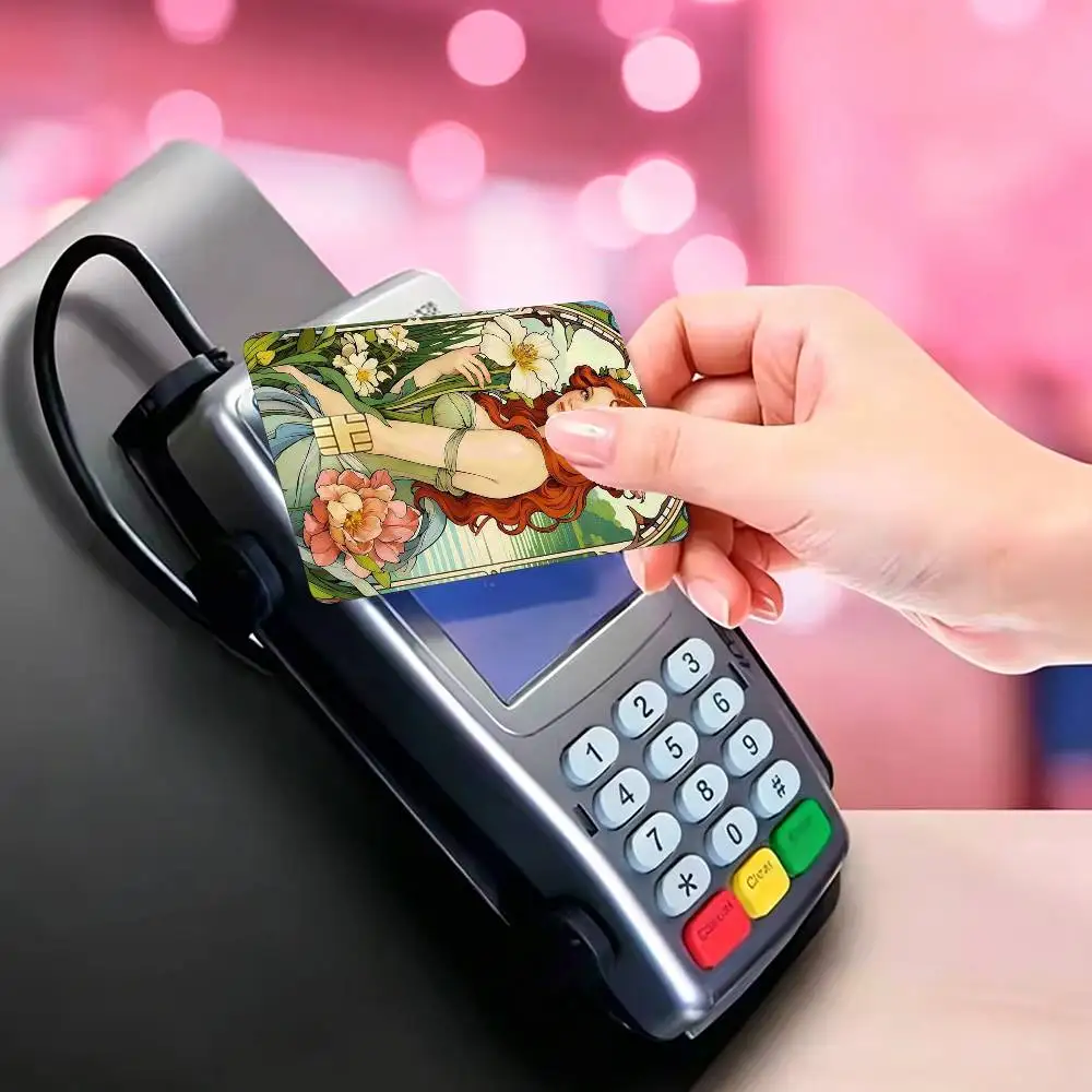ART Alphonse-E M-Mucha Credit Card HD Stickers Small Chip Waterproof Sticker Game Card Decal Gift