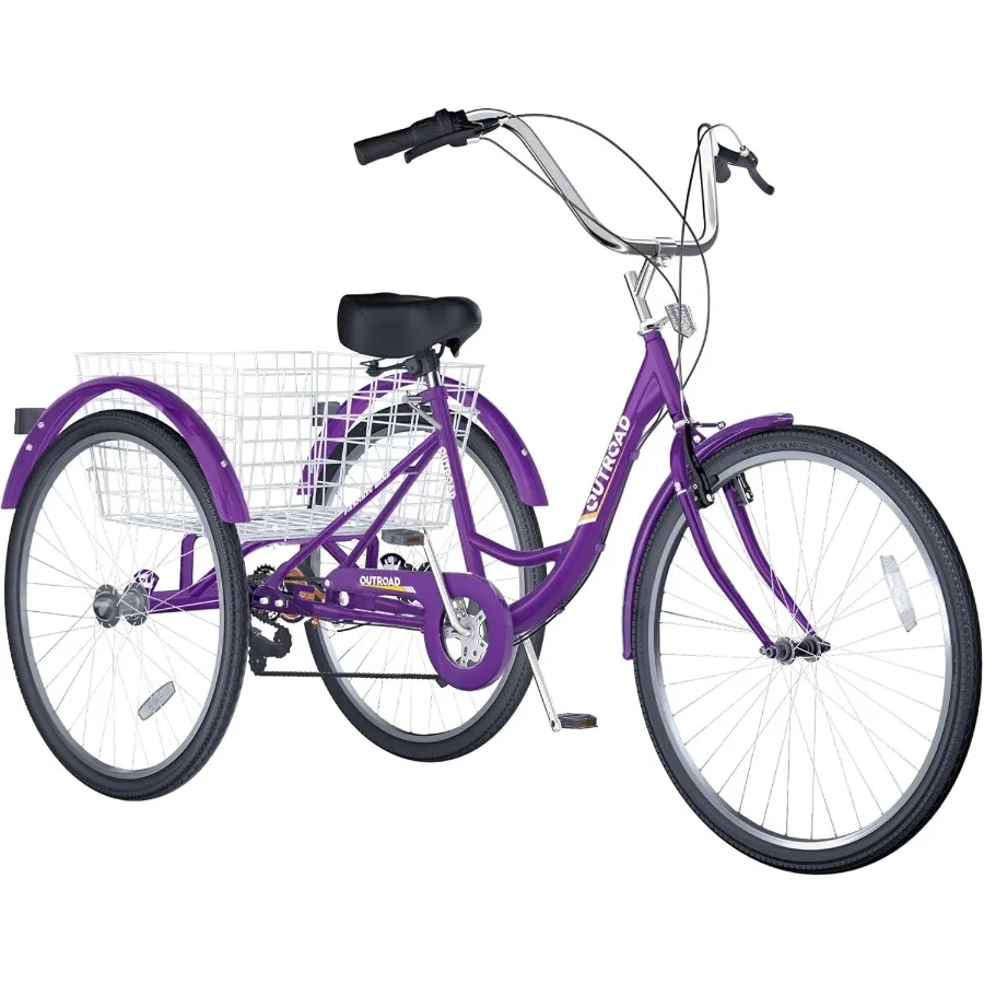 

24 26 Inch 1 7Speed Adult Tricycle with Basket 3 Wheel Adult Tricycle Cruise Bike for Women Men Seniors