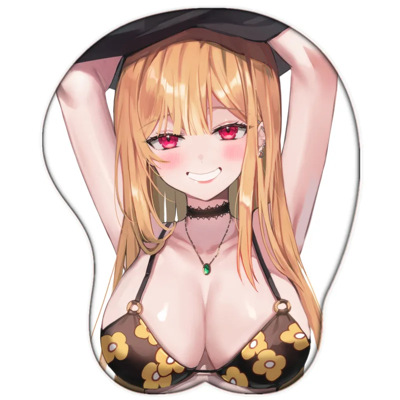 

New Anime Marin Kitagawa Sexy Big Breast 3D Mouse Pad Cute Manga Pad with Wrist Oppai Silicone Gel Boobs Mat