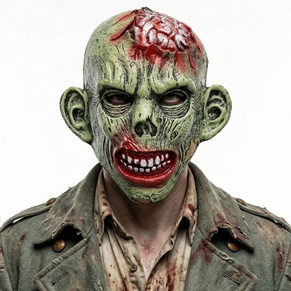 Horror Zombie Skull Mask 3D Realistic Brain Cosplay Creepy Demon Skeleton Masks Halloween Carnival Dress Up Party Costume Props