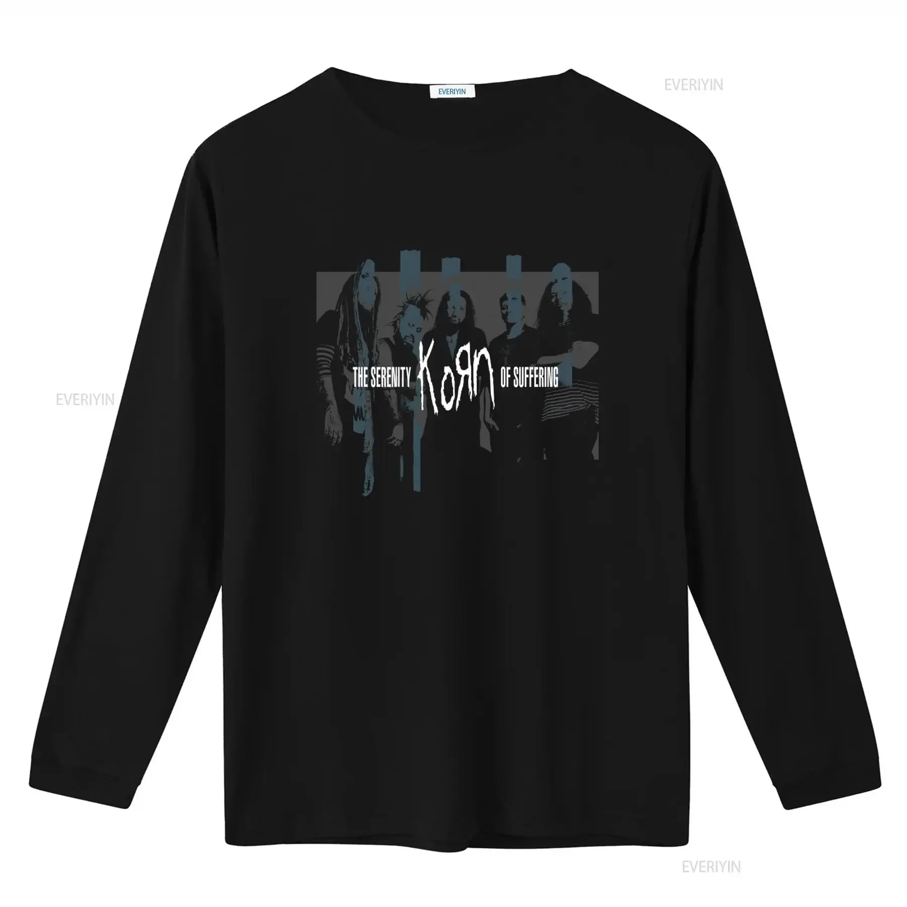 Men's Korn The Serenity Of Suffering Band Photo Slim Fit T Shirt X Large Black vintage Washed Stylish designer clothes Unisex