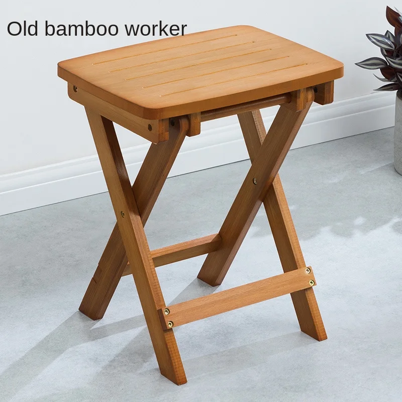 

Old Bamboo Worker Folding Stool Portable Household Solid Wood Lawn Chair Shoe Changing Stool Small Bench Mazar Plastic Space