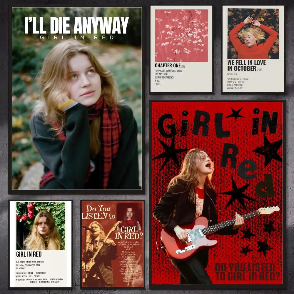 Alternative Pop Singer G-Girl In Red -d Poster HD Wall Art Print, Self-adhesive Poster Sticker, Aesthetic Home Decor