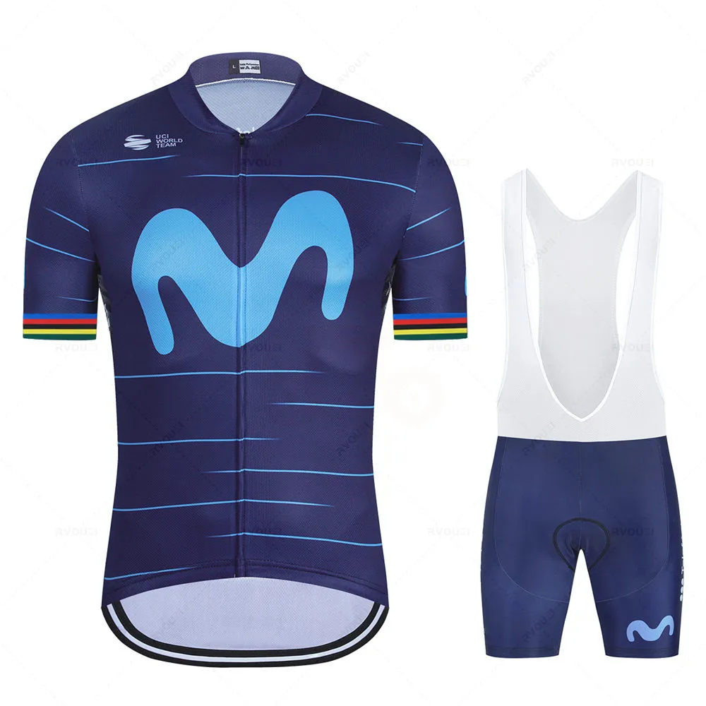 New Summer Movistar Pro Team Cycling Jersey Set MTB Bicycle Clothes Suits Bib Shorts Bike Clothing 2023 Uniforme Ciclismo Hombre