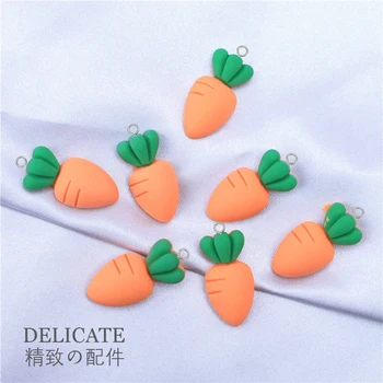 Boucles d'oreilles en résine carottes, 10 pièces, breloques, lapin mignon, pendentif alimentaire pour porte-clés, fabrication de bijoux à faire soi-même