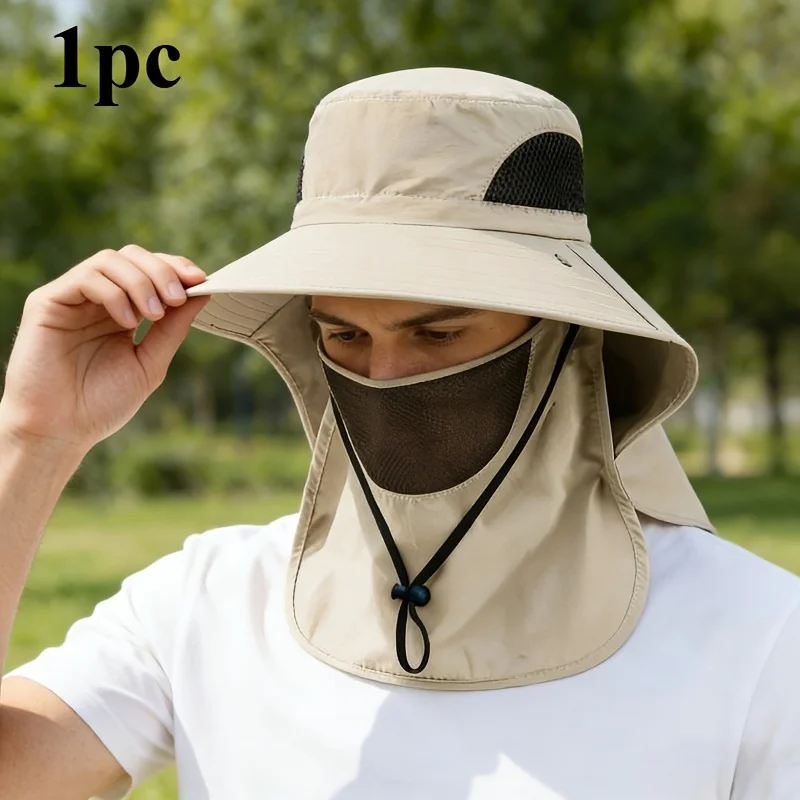 

Summer Sun Hats UV Protection Outdoor Hunting Fishing Cap For Men Women Hiking Camping Visor Bucket Hat Neck Flap Fisherman Hat
