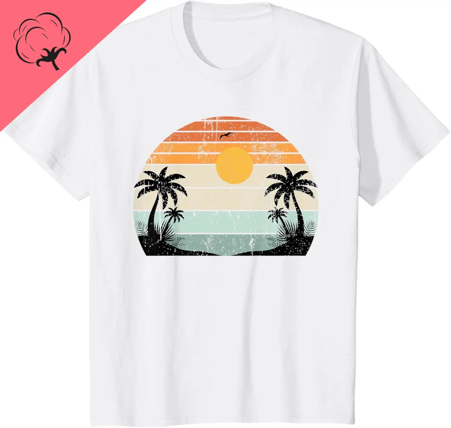 Sunshine Summer Vibes Palm Trees Beach Retro Tropical Summer T-Shirt Cotton Casual Couple Vintage T Shirt Camiseta Hombre