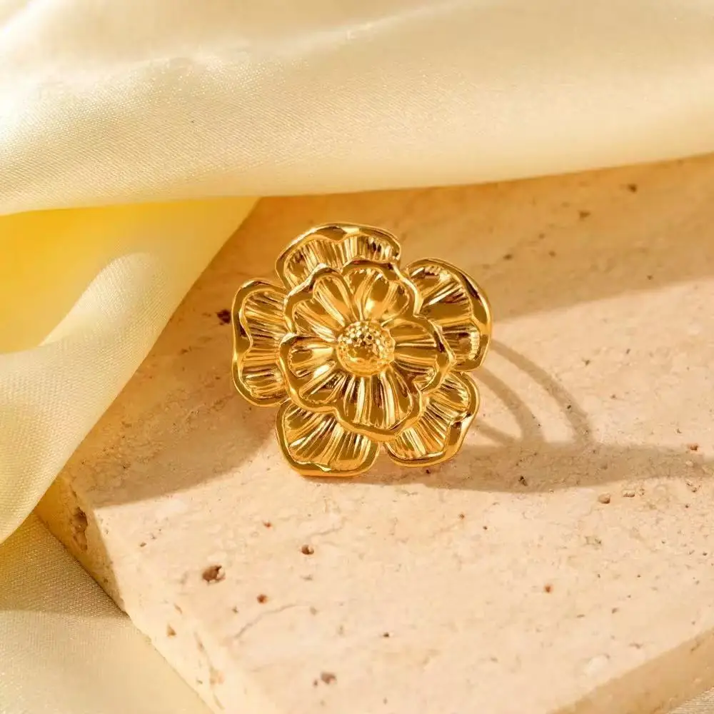 

Кольцо из нержавеющей и титановой стали для женщин, модное, не тускнеющее, с геометрическим и цветочным узором, премиум-класса