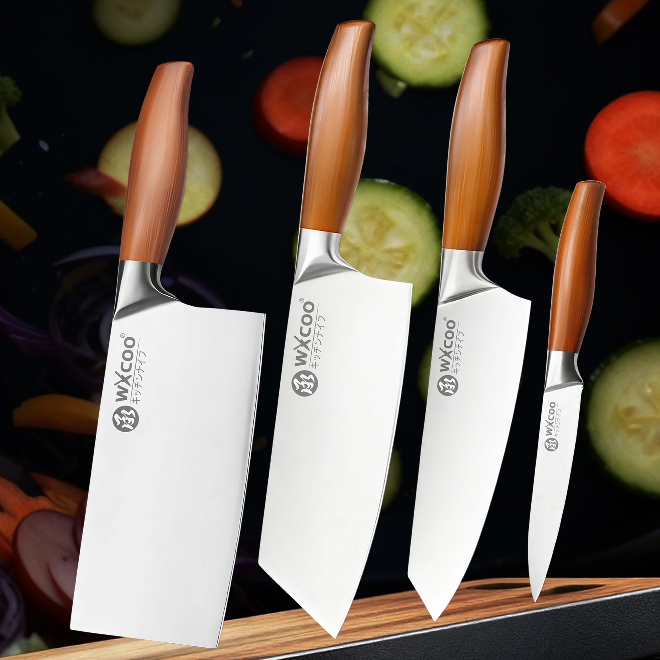 1-4PCS Kitchen Knives Set 50Cr15MoV Stainless Steel Japanese Chef Knife Nakiri Cleaver Slicing Utility Chef Knife Set