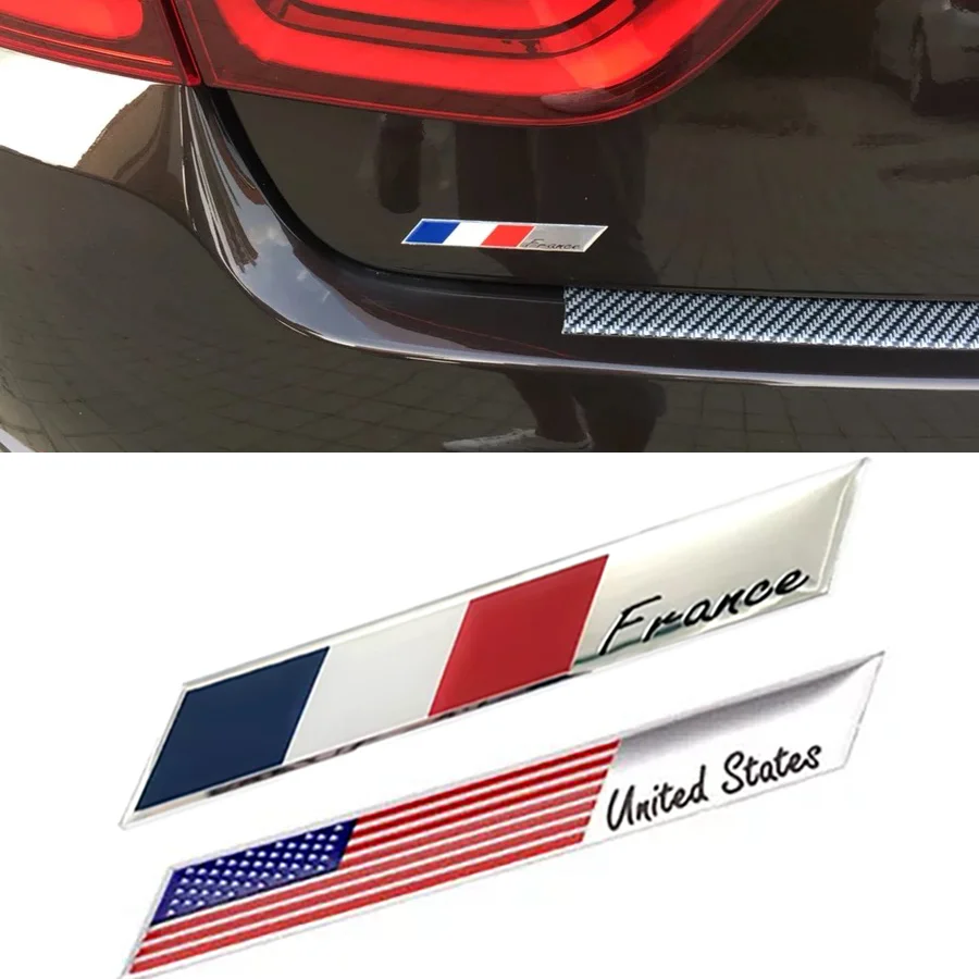 1Pc 3D Aluminum France Flag Emblem Badge Car Sticker Decals Germany Car-Styling For Peugeot 307 206 207 Citroen Renault DS C2 C3