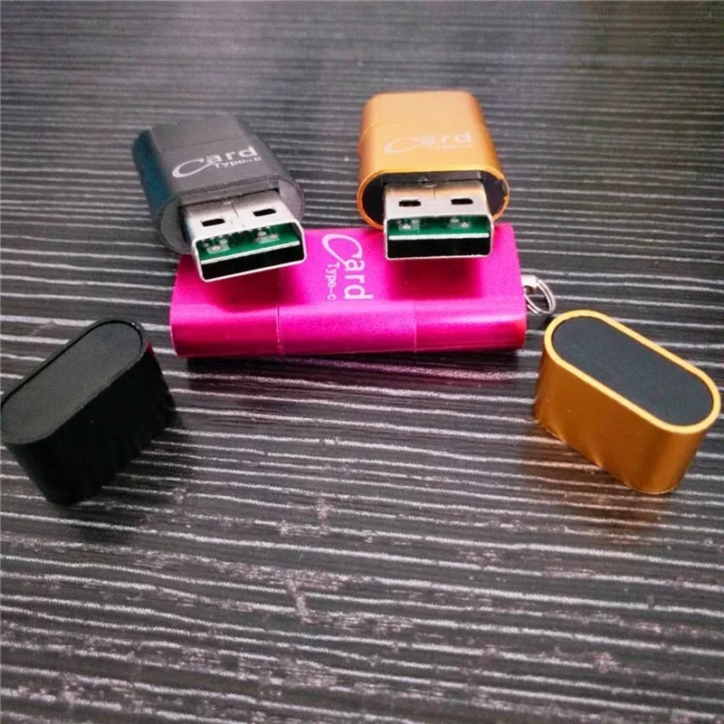 3in1 Card Reader Universal 3 In1 OTG Type-C Card Reader USB 3.0 To 2 Slot TF SD for Phones PC Light