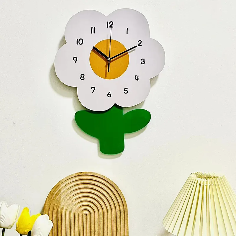 Rocking Tail Cat Hanging Clock Modern Children\'s Room Moving Tail Cat Clock Acrylic Mute Quartz Clock Acrylic Mirror Stickers