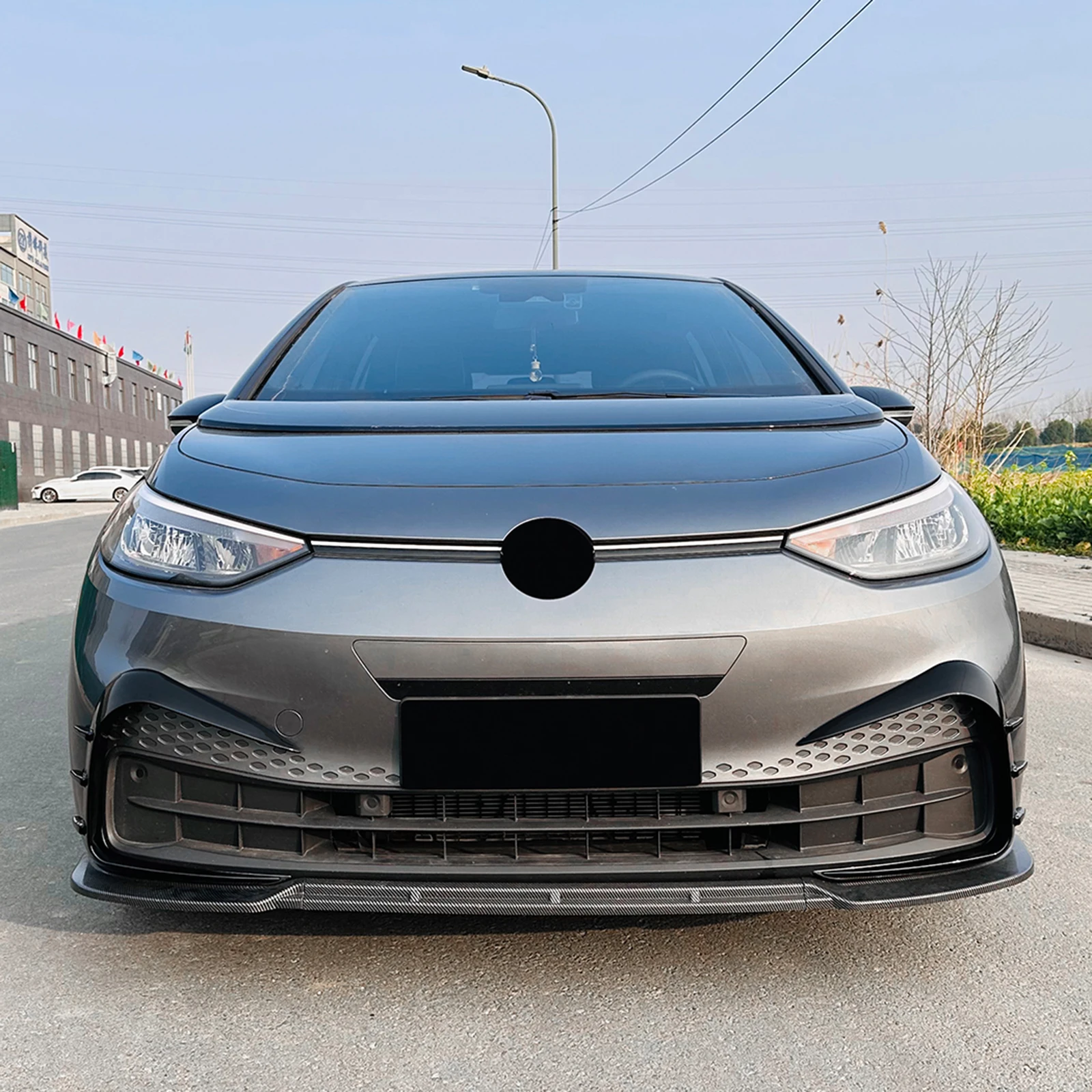 For Volkswagen VW ID.3 2019-2022 Front Bumper Side Air Vent Trim Carbon Look/Gloss Black Fog Light Intake Frame Cover Canards