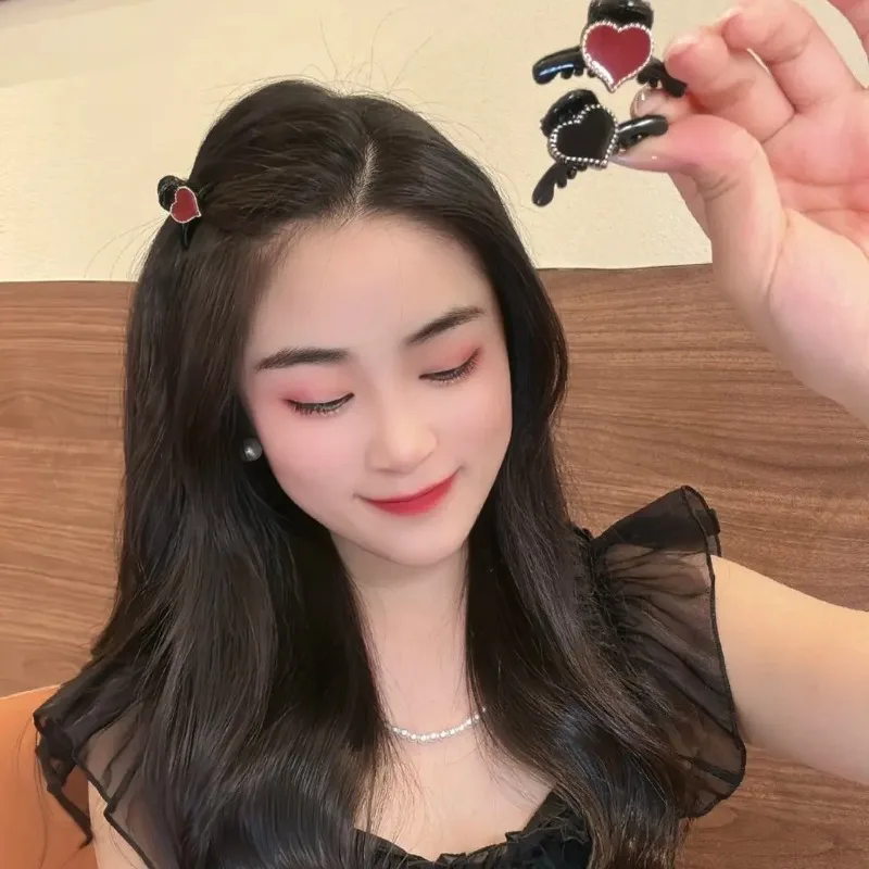Jepit Rambut Mini Bentuk Hati Gaya Baru Jepit Rambut Putri Jepit Hiu untuk Menata Poni dan Rambut yang Mengembang