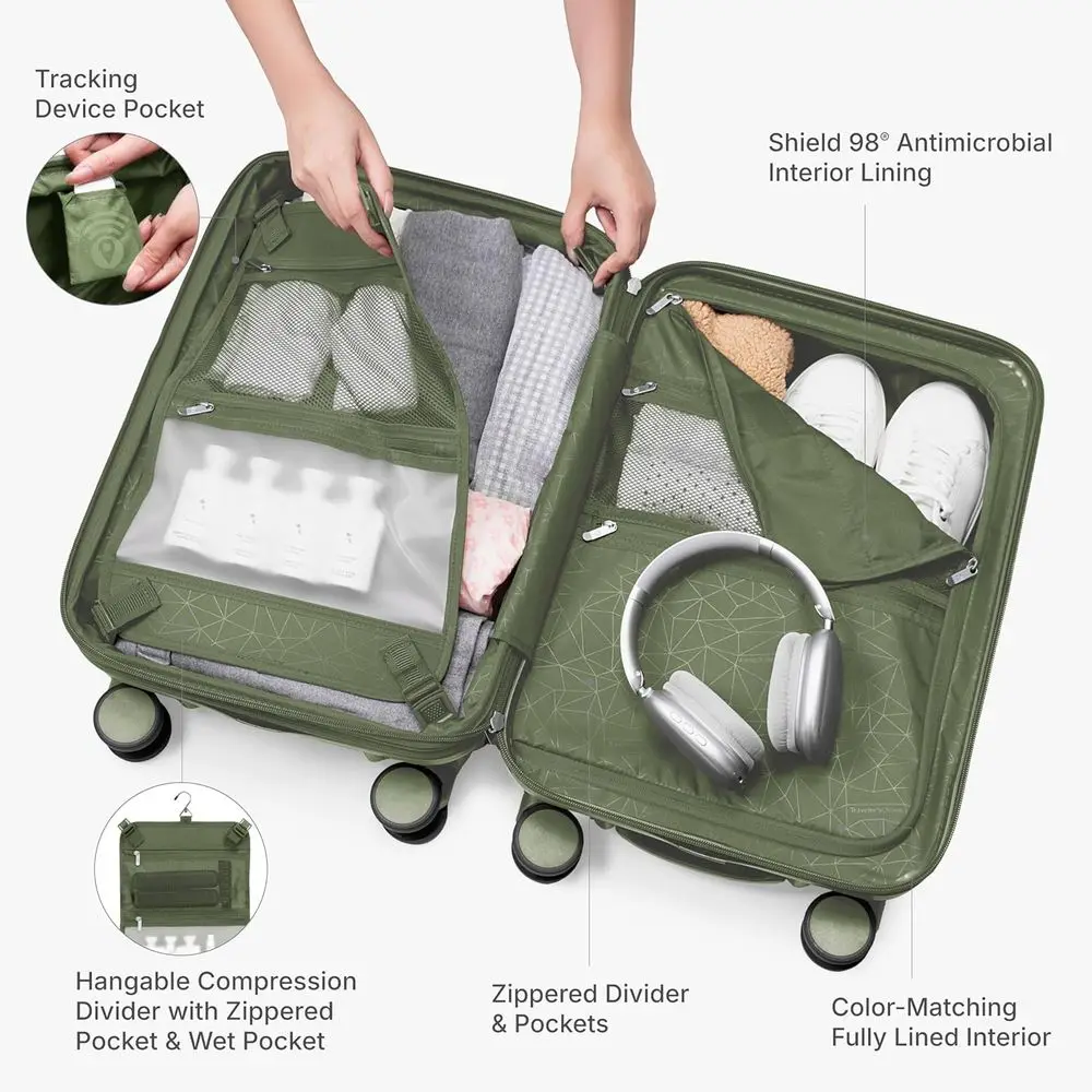 Edinburgh II 21 Green Hardshell Spinner Luggage with TSA Lock for Carry-On